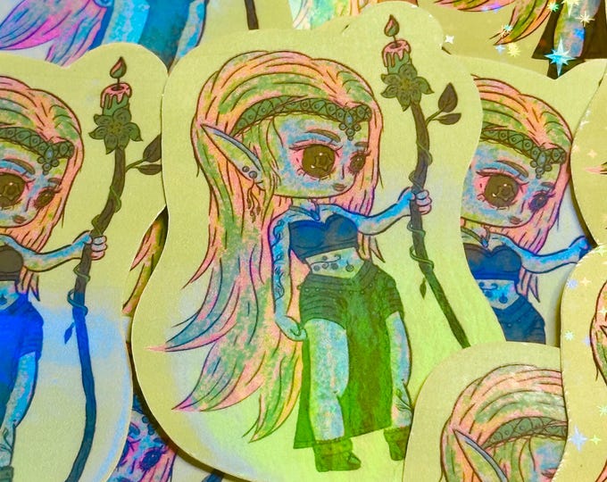 Holographic Elf Sticker: Lymira Candlewood Enchantress