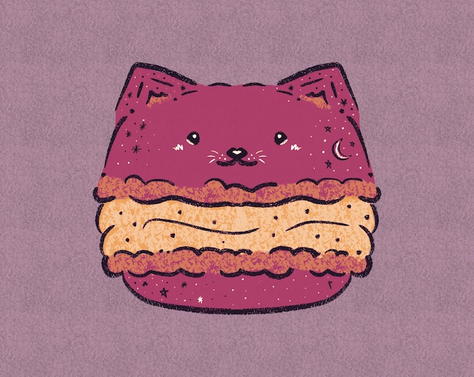 Moonpaw Meringue || Cat Macaron Holographic Sticker