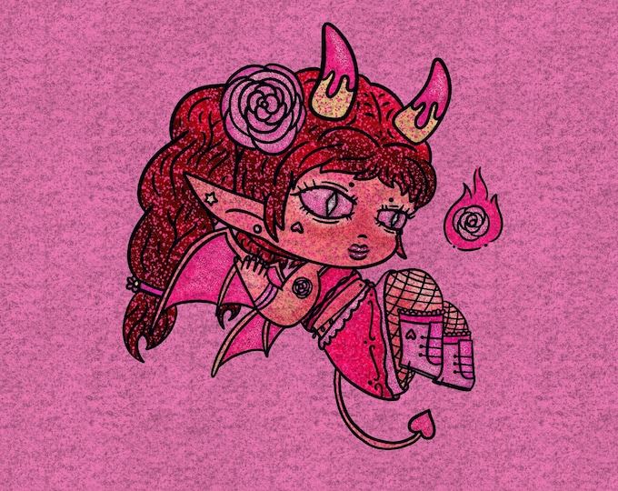 Rosavelle Emberthorn || Gothic Demonette Holographic Vinyl Sticker