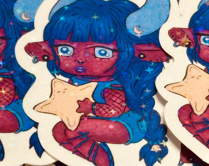 Taura Star Maiden || Holographic Celestial Bull Girl Vinyl Sticker
