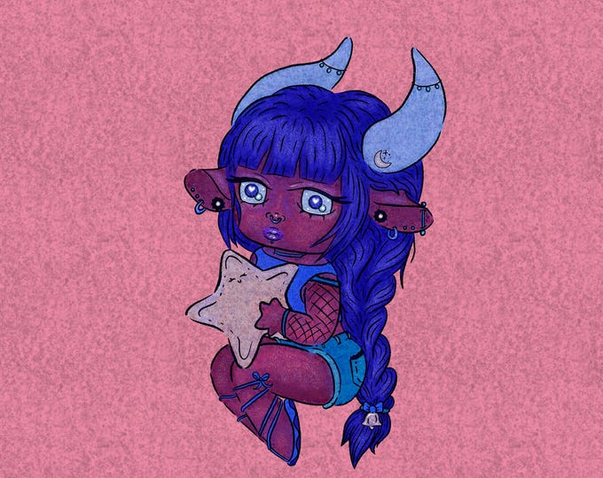 Taura Star Maiden || Holographic Celestial Bull Girl Vinyl Sticker