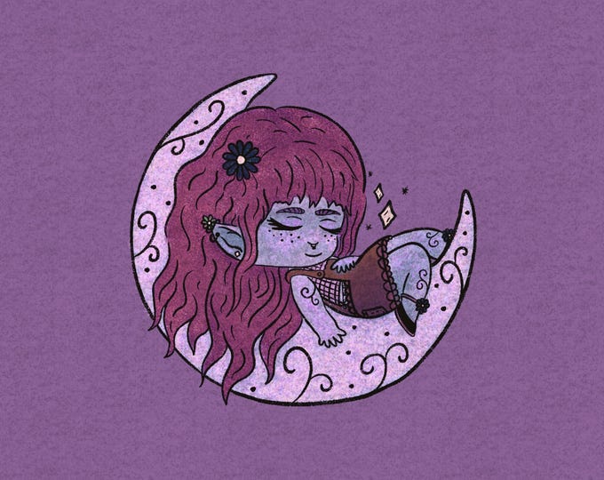 Elaria || Crescent Moon Witch || Pink & Green Options || Holographic Vinyl Sticker