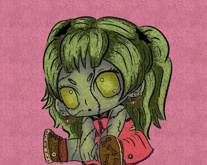 Bitzi Bones || Zombie Girl Holographic Vinyl Sticker