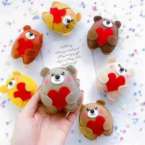 Send A Bear Hug To Friend & Family Felt Bear Pocket Hug Postal Gift Social Distance Hug You are not Alone Encouragement Gift image 5