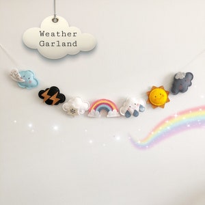 Felt Weather Garland - Felt Weather Decoration - Felt Rainbow - Felt Clouds