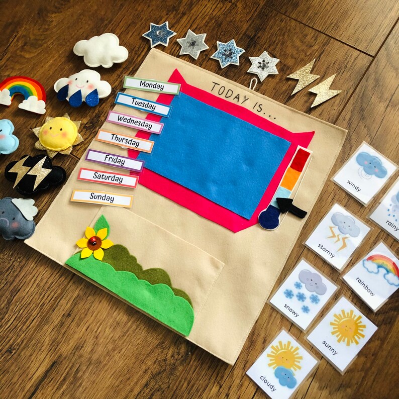 Felt Montessori Weather Chart Calendar Preschool Toy Toddler Etsy