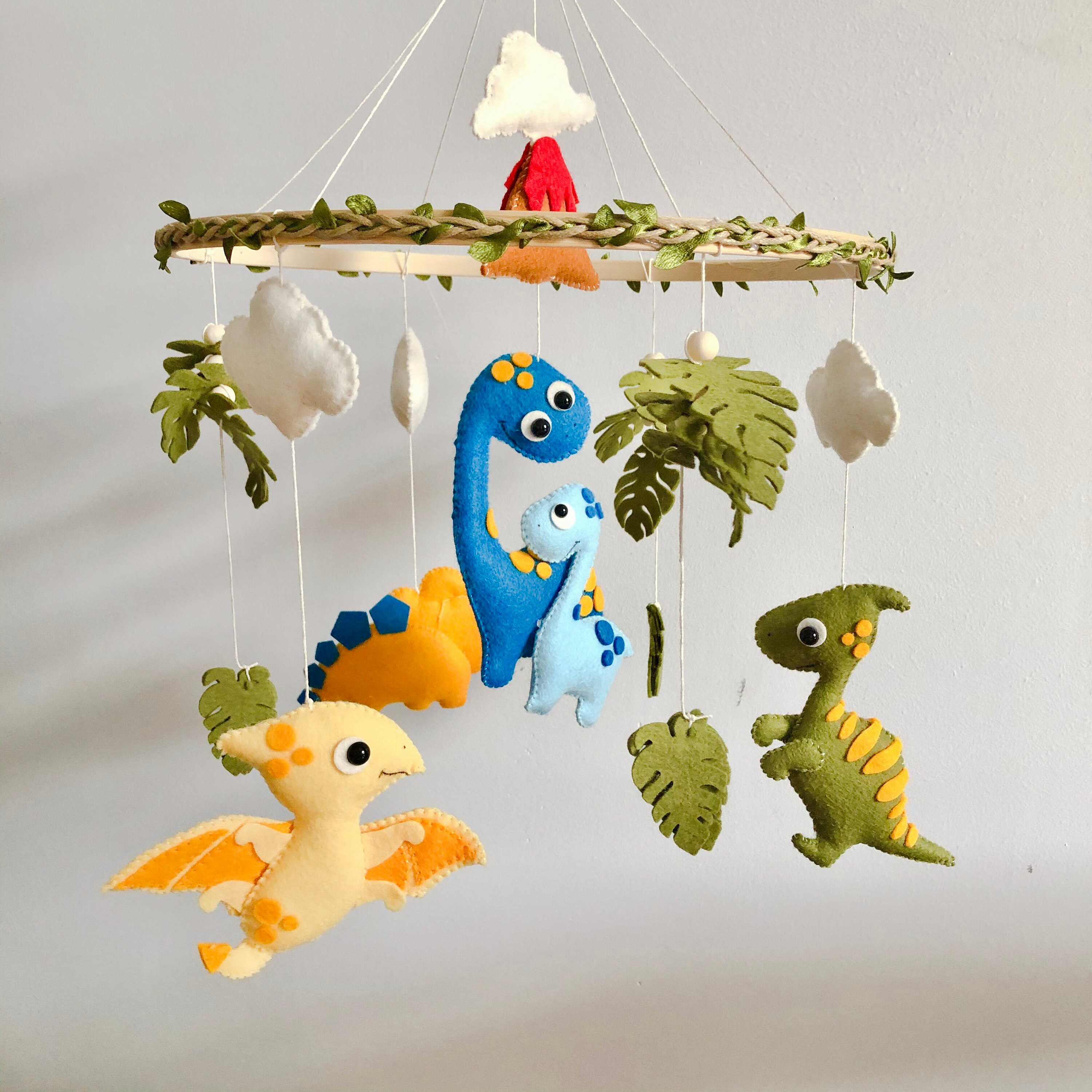 Dinosaur Baby Mobile Dinosaur Nursery Mobile Felt Dinosaur Etsy