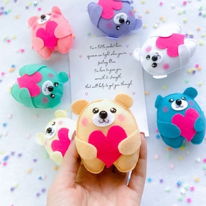 Send A Bear Hug To Friend & Family Felt Bear Pocket Hug Postal Gift Social Distance Hug You are not Alone Encouragement Gift image 6