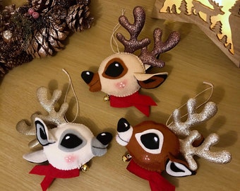 Felt Reindeer Christmas Ornaments, Felt Reindeer Decoration, Felt Christmas Tree Ornaments