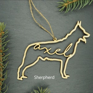 Custom Dog Ornament, airdale, golden retriever, shepherd, rottweiler, labradoodle, husky, poodle, dog ornament, personalized dog ornament Shepherd