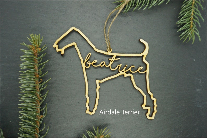 Custom Dog Ornament, airdale, golden retriever, shepherd, rottweiler, labradoodle, husky, poodle, dog ornament, personalized dog ornament Airdale Terrier