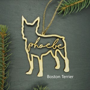 Custom Dog Ornament, airdale, golden retriever, shepherd, rottweiler, labradoodle, husky, poodle, dog ornament, personalized dog ornament Boston Terrier