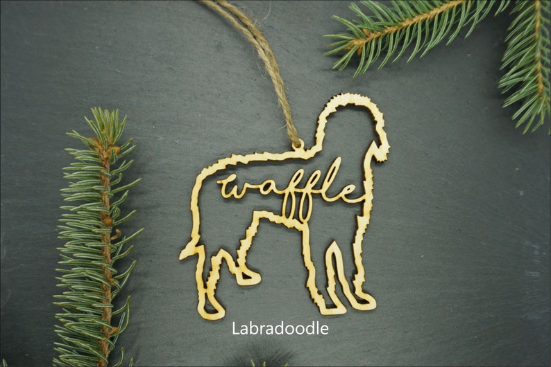 Custom Dog Ornament, airdale, golden retriever, shepherd, rottweiler, labradoodle, husky, poodle, dog ornament, personalized dog ornament Labradoodle