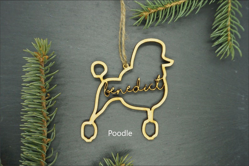 Custom Dog Ornament, airdale, golden retriever, shepherd, rottweiler, labradoodle, husky, poodle, dog ornament, personalized dog ornament Poodle