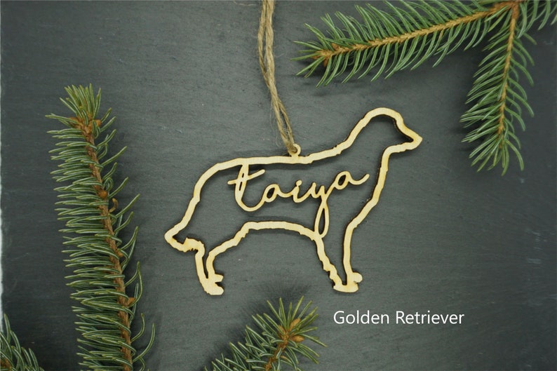 Custom Dog Ornament, airdale, golden retriever, shepherd, rottweiler, labradoodle, husky, poodle, dog ornament, personalized dog ornament Golden Retriever