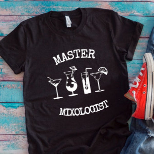 Master Mixologist Bartender Black Unisex Short Sleeve T-shirt with FREE SHIPPING