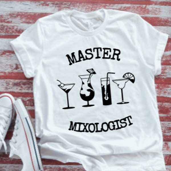 Master Mixologist Unisex  White Short Sleeve T-shirt with FREE SHIPPING