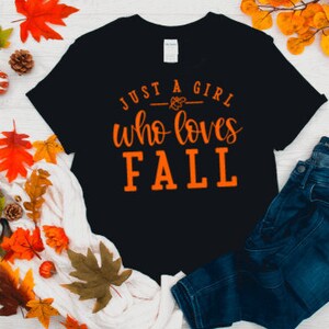 Just a Girl Who Loves Fall Black Unisex Short Sleeve T-shirt / FREE SHIPPING