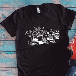Dogs and Plants Black Unisex Short Sleeve T-shirt with FREE SHIPPING