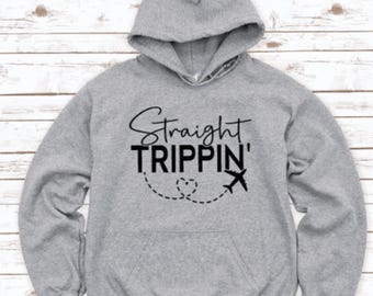 Straight Trippin, Gray Unisex Hoodie Sweatshirt