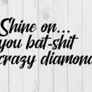 Shine On You Bat-Sh*t Crazy Diamond, grappig SVG-bestand, pdf, png, dxf, digitale download, cricut gesneden bestand