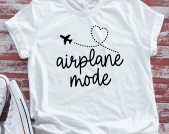 Airplane Mode Unisex White Short Sleeve T-shirt with FREE SHIPPING