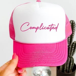 Complicated, Pink Trucker Hat for Women, Otto Trucker Cap, Trendy Trucker Hats, Mom Trucker with Free Shipping