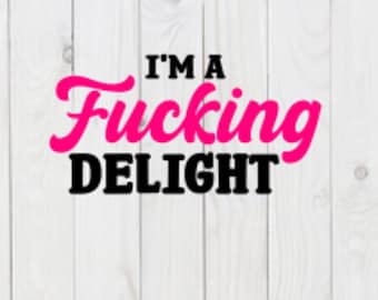 I&#39;m a F*cking Delight, funny SVG File, pdf, png, dxf, digital download, cricut cut file