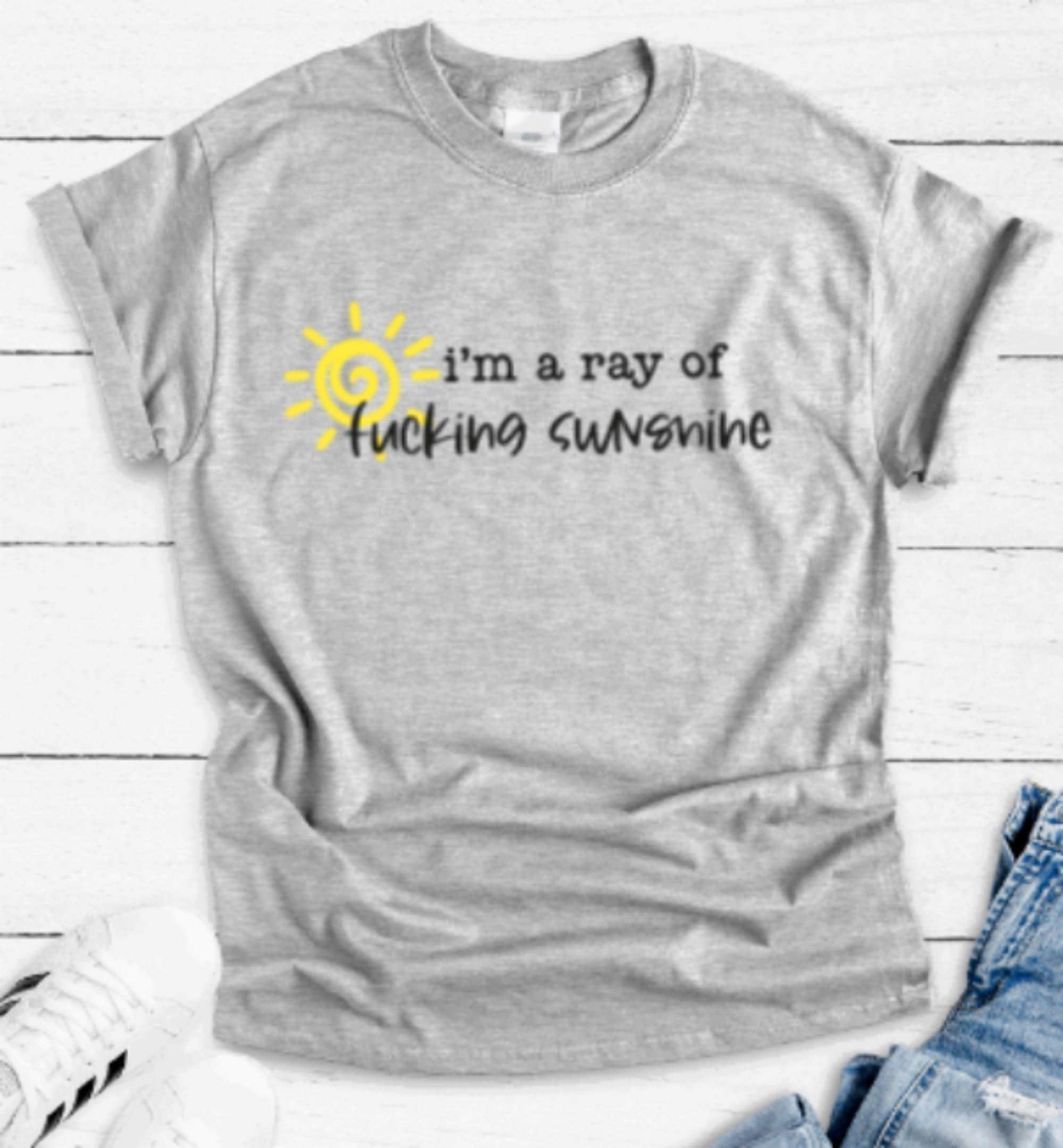 I'm A Ray of F@cking Sunshine, Gray Unisex Short Sleeve T-shirt with FREE SHIPPING