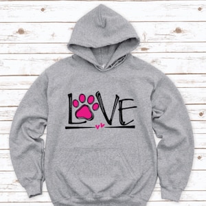 Dog Love Gray Unisex Hoodie Sweatshirt with FREE SHIPPING