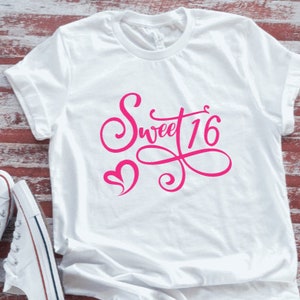 Sweet 16 Birthday Unisex White Short Sleeve T-shirt / FREE SHIPPING