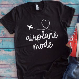 Airplane Mode Black Unisex Short Sleeve T-shirt with FREE SHIPPING bild 1