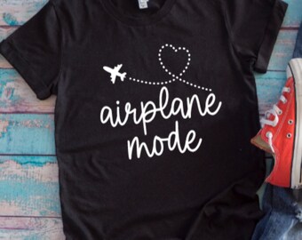 Airplane Mode Black Unisex Short Sleeve T-shirt with FREE SHIPPING