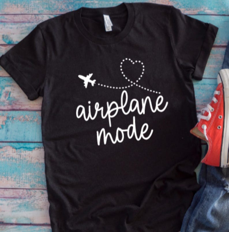 Airplane Mode Black Unisex Short Sleeve T-shirt with FREE SHIPPING bild 1