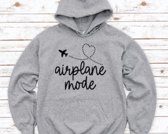 Airplane Mode Gray Unisex Hoodie Sweatshirt with FREE SHIPPING