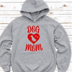 Dog Mom, Gray Unisex Hoodie Sweatshirt with FREE SHIPPING