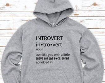 Introvert: Just Like You With a Little Leave Me The F*ck Alone, Gray Unisex Hoodie Sweatshirt with FREE SHIPPING
