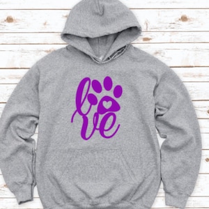 Dog Love Gray Unisex Hoodie Sweatshirt with FREE SHIPPING