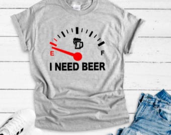 I Need Beer Gray Unisex Short Sleeve T-shirt with FREE SHIPPING
