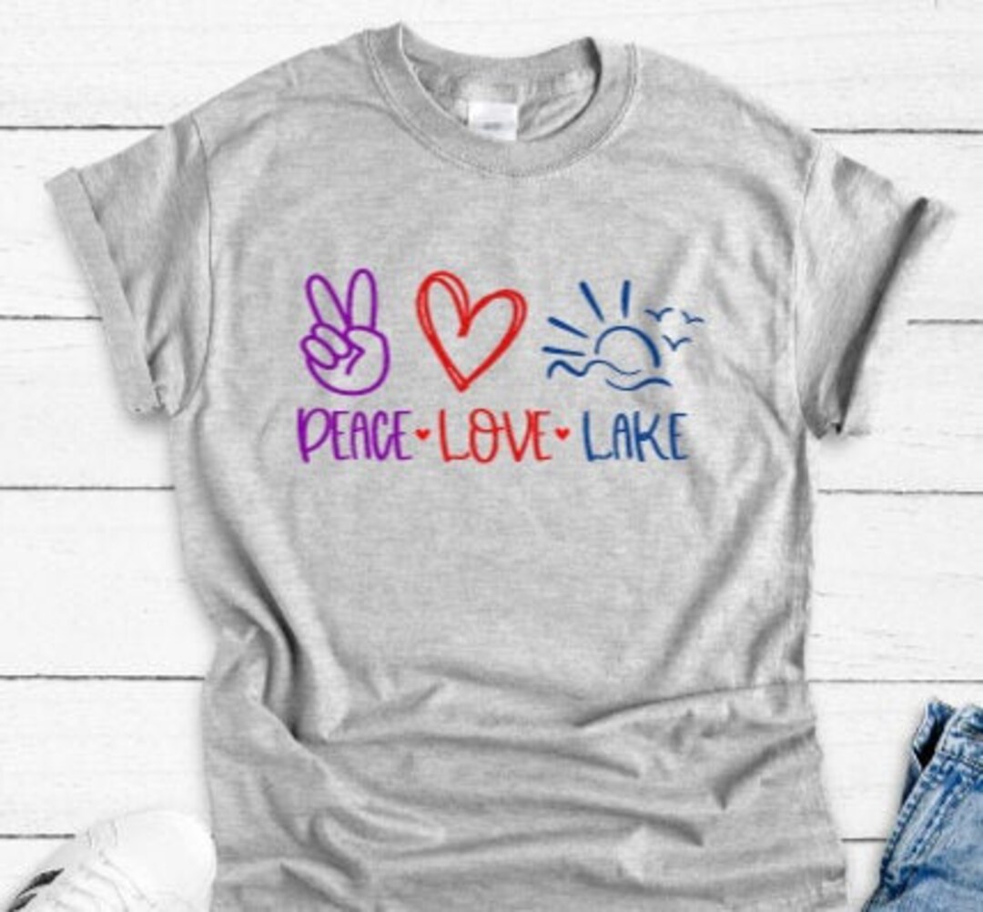 Peace, Love, Lake Gray Unisex Short Sleeve T-shirt With FREE