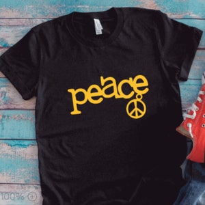 Peace, Black Unisex Short Sleeve T-shirt with FREE SHIPPING