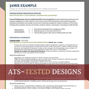 Plantilla de currículum profesional ATS de recursos humanos de ventas para Word / Plantilla de currículum vitae moderno + Carta de presentación + Referencias para Word de recursos humanos y ventas "#15"