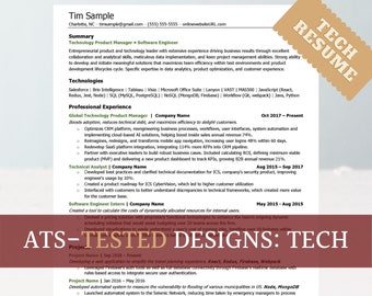 IT & Tech ATS Professional Resume Template for Word |  Modern Technology Resume Template + Creative Cover Letter for Word "14"