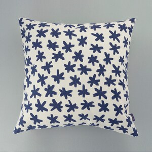 Screen-printed Graphic Accent Pillow Cushion Cover - Star-crossed - Indigo blue