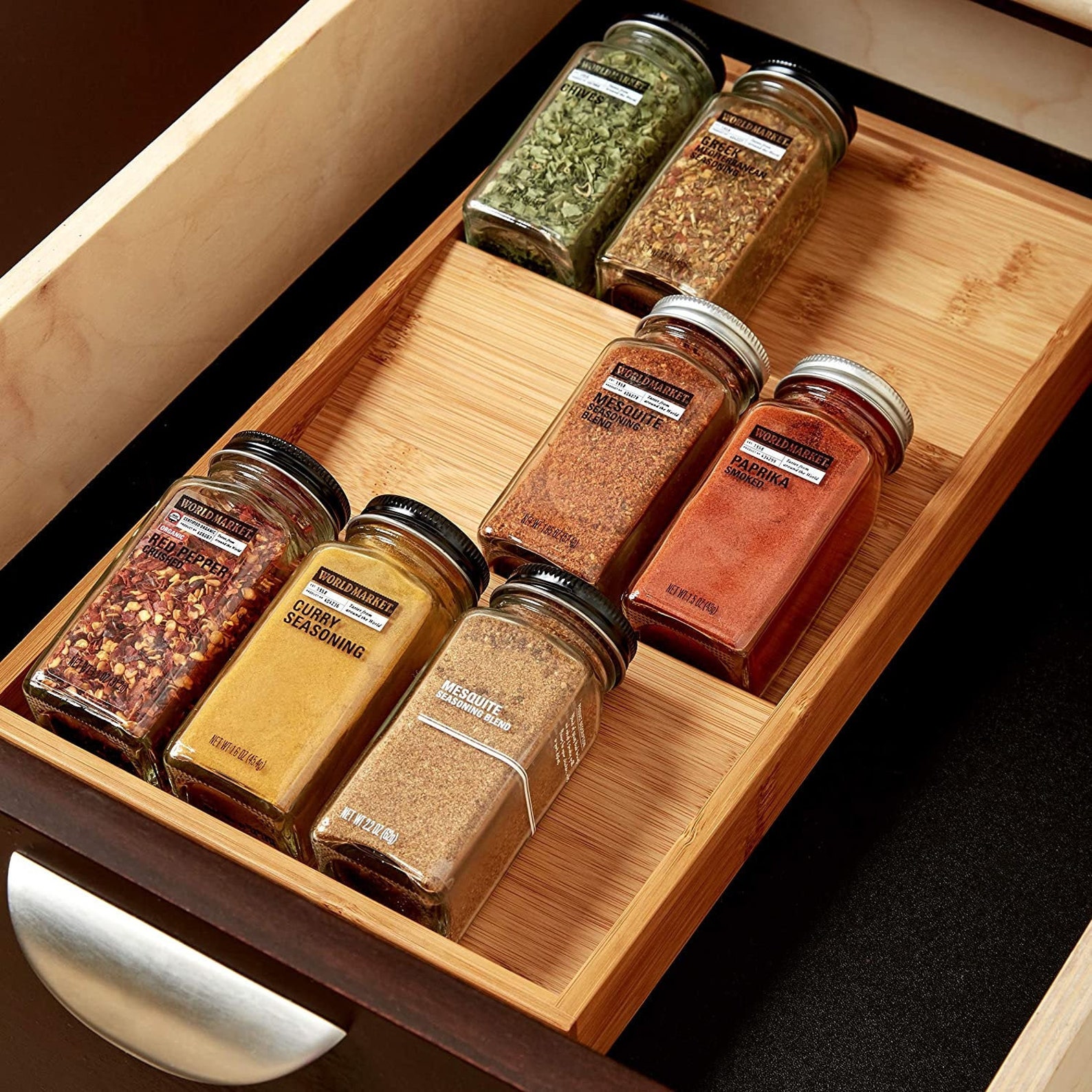 3Tier Bamboo Spice Rack Drawer Tray Organizer Spice Etsy
