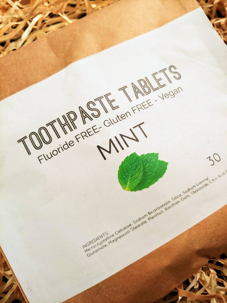 FLUORIDE FREE Tabs Mint Toothpaste Tablets Gluten FREE Vegan Etsy