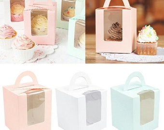 20pcs Wedding Birthday Baby Shower Cupcake Boxes Muffin with Clear Window