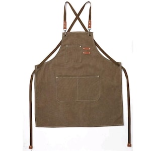 Waxed Canvas Apron for Woodworking Chef Workshop Unisex - Brown