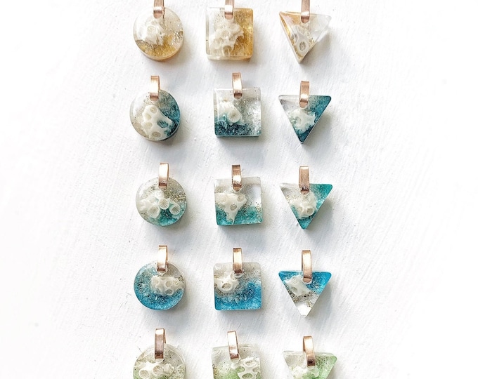 Florida Beach Coral Resin Necklace: Custom Sand & Shape