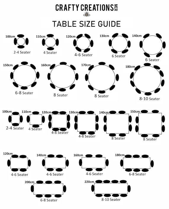 Dimensions of an 8 seater table hotsell